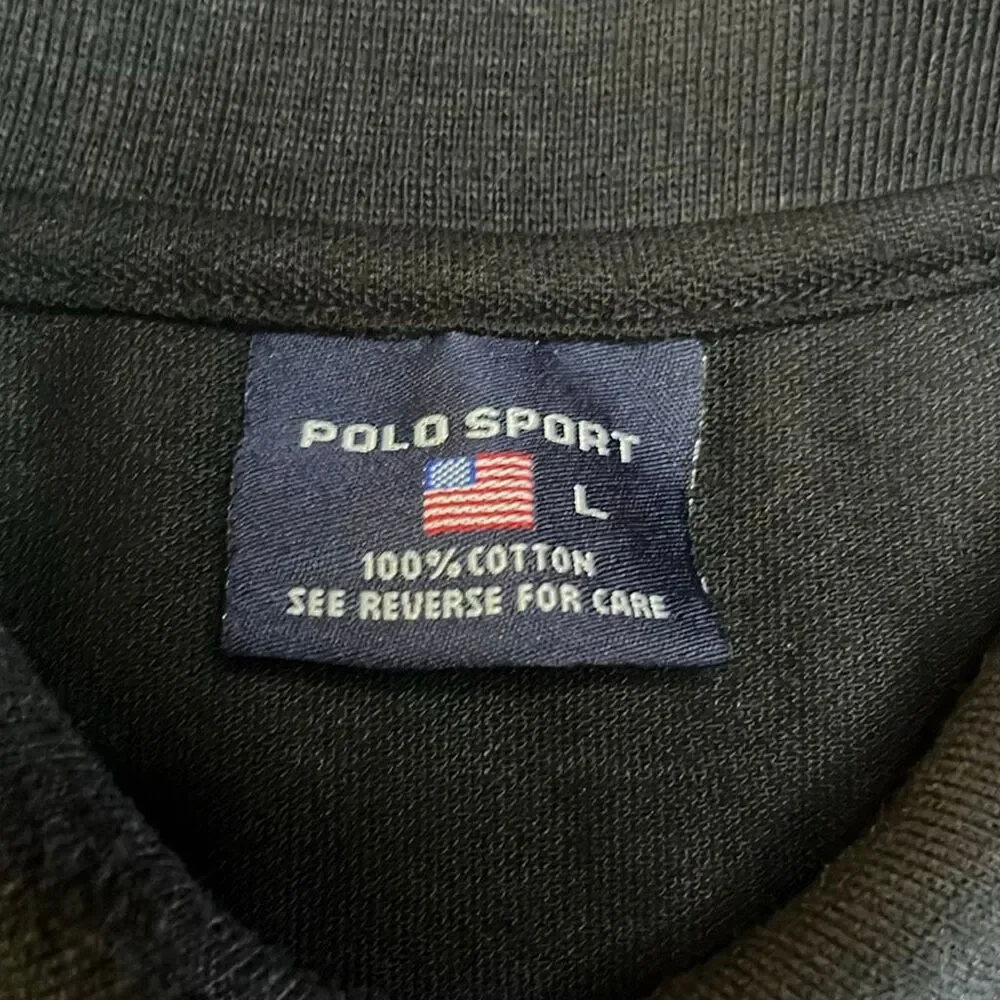 Polo Sport Ralph Lauren 100% Cotton Black Polo Shirt Mens Large